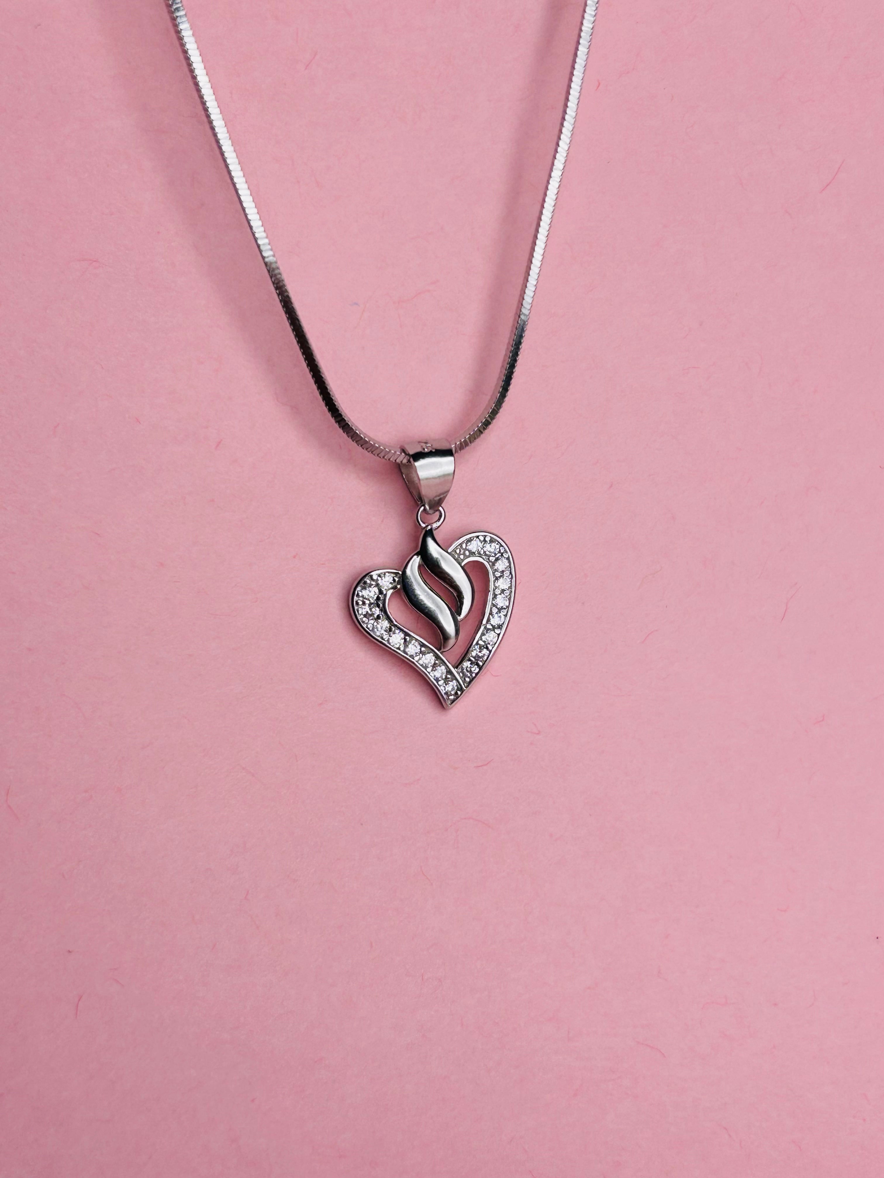 Heart Shaped Silvery Pendent Without Chain (Made in 925 Silver