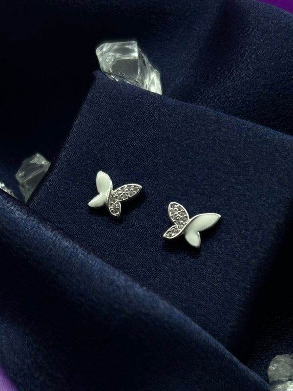 Butterfly Silvery White Earing (Made in 925 Silver)