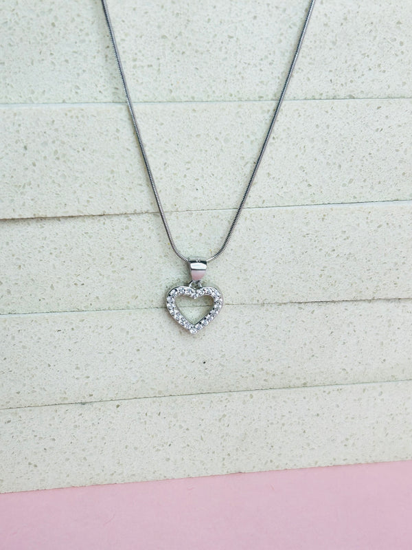 Heart Shaped Silvery Stone Pendent Without Chain (Made in 925 Silver)