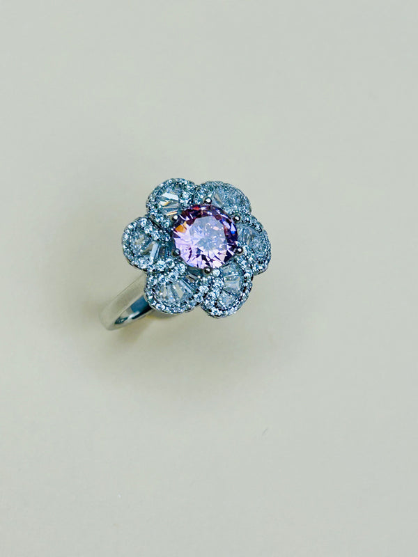 Flowery Lavender Feel Ring (Made in 925 Silver)