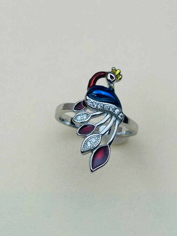 Peacock Colored Ring (Made in 925 Silver)