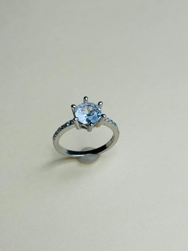 The Silver Solitaire Ring in CZ (Made in 925 Silver)