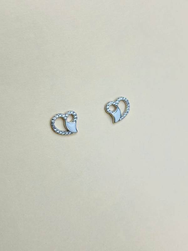 Silvery Heart Shaped Earing (Made in 925 Silver)