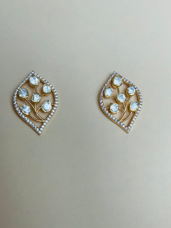 Leafy Kundan Earring  (Made in 925 Silver)