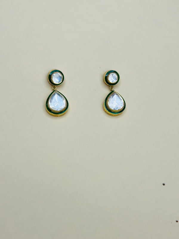 Green Minakari Kundan Earring (Made in 925 Silver)