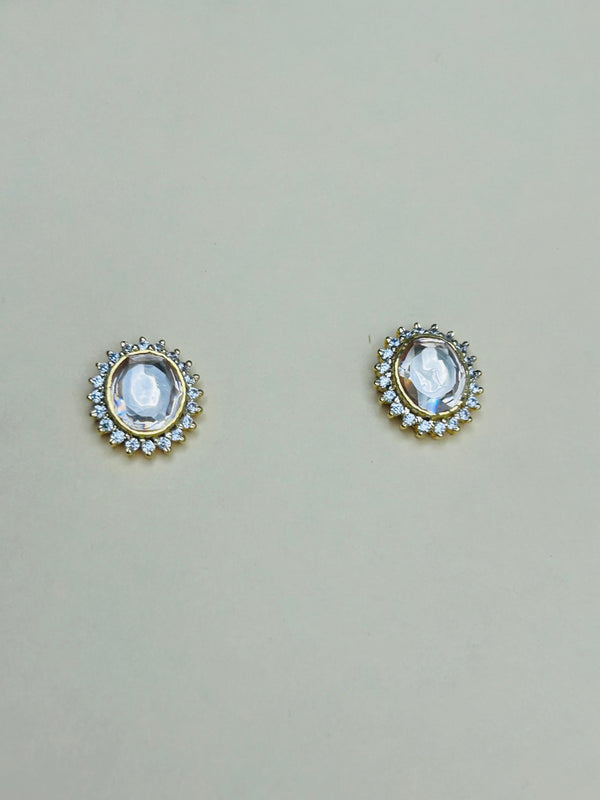 Kundan Earring Studs (Made in 925 Silver)